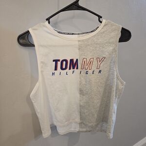 Tommy Hilfiger Women's White and Gray Logo Crop Top